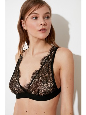 Deep Secret SİYAH SAÇAKLI DANTEL BRALET