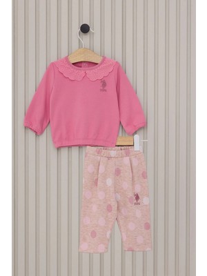 Us Polo Kız Bebek Uzun Kol 2lı Takım - Karanfil