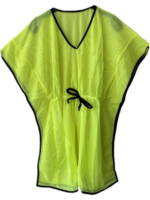 Neon Sarı Beli Büzgülü File Pareo