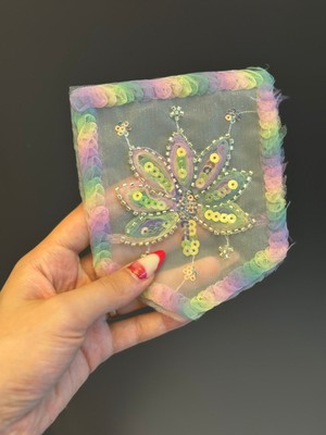 14X12 cm Boncuk Pul Işleme Lotus Cep Arma Dikiş Aplike