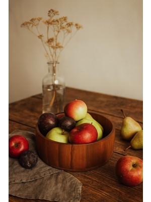 Oval Ahşap Kase 24.5 x 8 cm – Kahvaltı, Kurabiye ve Atıştırmalık Kasesi