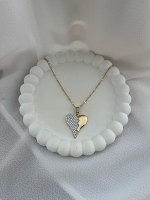 Çelik Kolye Gold Kalpli 45CM