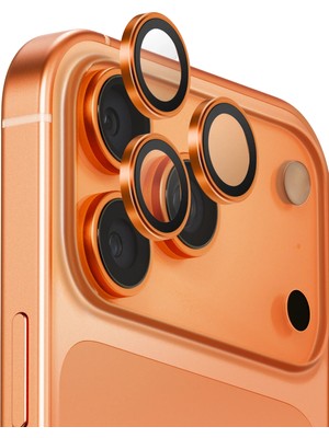 Iphone 17 Pro / Iphone 17 Pro Max Lens Koruyucu Cam Anti-Reflective Alüminyum Dayanıklı Çerçeve Turuncu