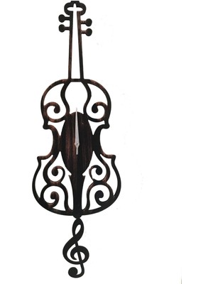 Renkli Keman Temalı Zarif Duvar Saati, Şık ve Dekoratif Tasarım