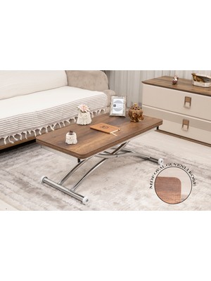 Mini Juppo Dışa K Akıllı Sehpa Üst Tabla Mdf Oval Köşe Alt Ayak Krom Kaplama