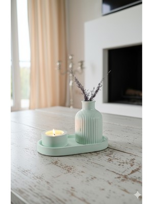 Dekoratif Vazo - Biblo - Banyo Dekorasyon - Mumluk -Mermer Desenli