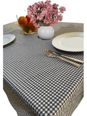 Siyah Ekoseli Sofra Bezi – 160X160 cm | Modern ve Masa Şıklığı