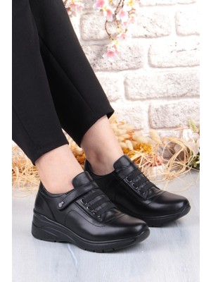 Pepita Z010 Comfort Yumuşak Esnek Kauçuk Kaymaz Taban Hakiki Deri Kadın Ayakkabı