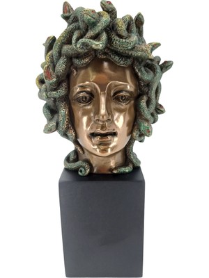 Medusa Büstü – Siyah Kaideli Mitolojik Biblo - Antik Dekor - 21 cm