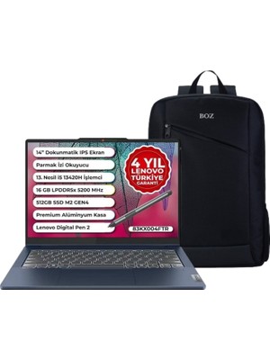 Lenovo Ideapad Slim 5 Case 2 In 1 Intel Core I5 13420H 16GB 512GB SSD W11PRO 14" Wuxga Taşınabilir Bilgisayar 83KX004FTR +Boz Çanta Hediye