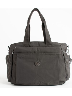 Çok Cepli Kadın Omuz Çantası Büyük Boy Günlük HV7003 Koyu Gri