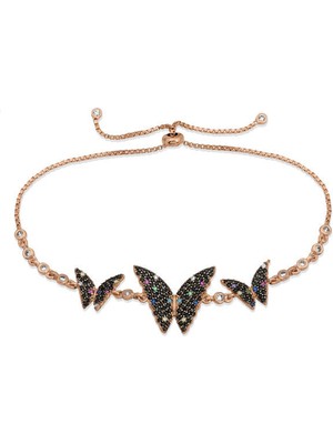 Rose Kelebek Asansörlü 925 Ayar Gümüş Bileklik