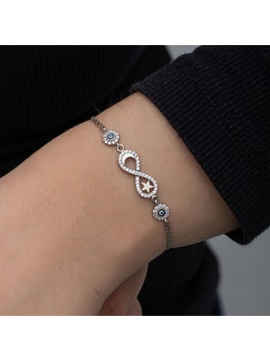 Nazarlı Sonsuzluk 925 Ayar Gümüş Bileklik