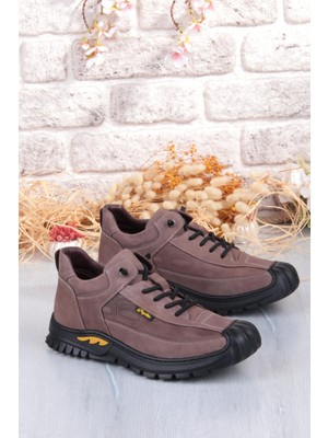 Pepita 1040 Rahat Lastik Bağçıklı Kauçuk Taban Nubuk Hakiki Deri Erkek Ayakkabı