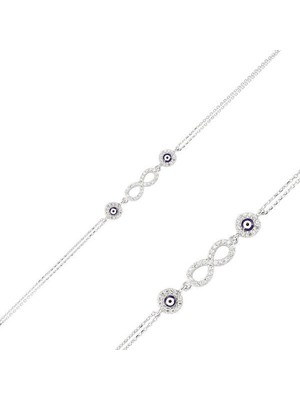 Nazarlı Sonsuzluk 925 Ayar Gümüş Bileklik