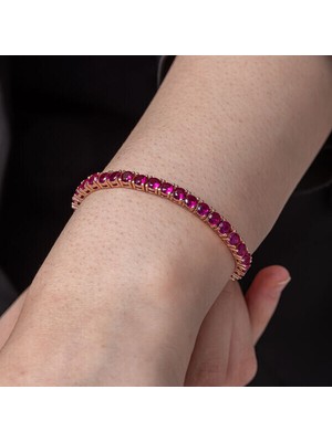 Su Yolu Pembe 925 Ayar Gümüş Bileklik