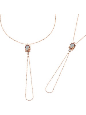 Rose Zultanit Taşlı Oval Şahmeran 925 Ayar Gümüş Bileklik