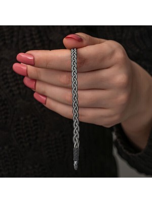 Örgü Kazaziye 925 Ayar Gümüş Bileklik