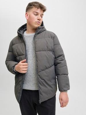 Jack Jones Jjglobal Puffer Jacket Pls Erkek Gri Büyük Beden Mont 12283873-05