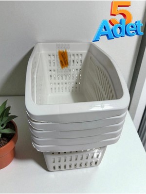 5 'libeyaz Plastik Çok Amaçlı Organizer Sepet – Delikli Tasarım, Mutfak & Banyo Düzenleyici