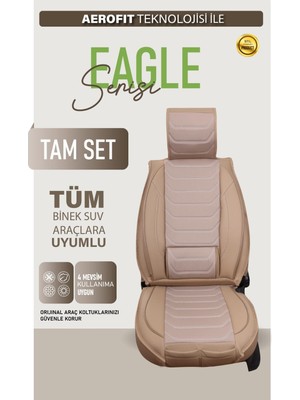 Opel Corsa F ile Uyumlu Lüx Deri Oto Koltuk Kılıfı Ön Arka Takım Trend Bej