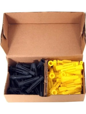 100 Adet Dübel Seti, 50 Adet 8mm Roket Dübel ve 50 Adet 8mm Tuğla Boşluk Dübel