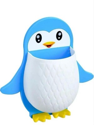 Mavi Penguen Raf, Makyaj, Banyo, Diş Fırçası ve Telefon Tutucu