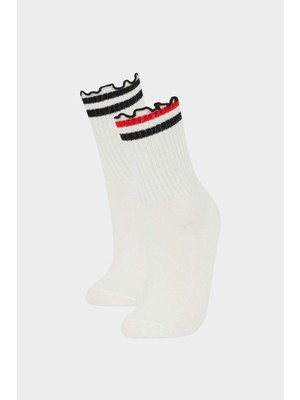 DeFacto Kız Çocuk 2'li Pamuklu Uzun Çorap F7213A8NS