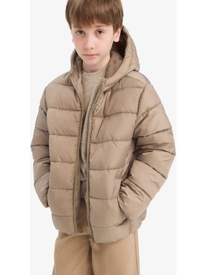 DeFacto Su Geçirmez Kapüşonlu Fermuarlı Şişme Mont Erkek Çocuk A1875A825AU