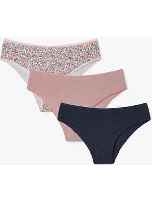 Cute Flower Çiçek Desenli Düşük Bel 3'lü Slip Külot