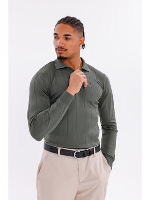 Monox Erkek Yarım Fermuarlı Polo Yaka Triko Kazak