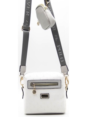 Silver Polo Kadın Çapraz Çanta Beyaz - A.gri NV1038