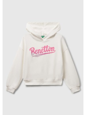 Benetton Kız Çocuk Beyaz Sweatshırt 3J68C204W-25K