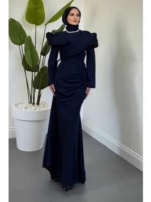 Lyra Pelerinli Balık Abiye Lacivert