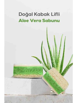 Doğal Kabak Lifli Aloe Vera Sabunu %100 Bitkisel El Yapımı Peeling Temizleyici Organik Cilt Bakımı