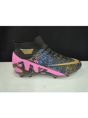 LALİGA  565 ERKEK BÜYÜK NUMARA HALISAHA ,KRAMPON, FUTBOL AYAKKABISI , SİYAH-FUJYA