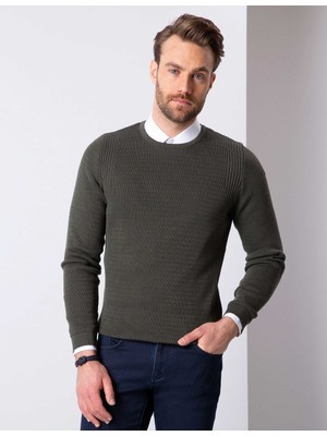 Pierre Cardin Erkek Haki Slim Fit Triko Kazak 50209935-VR027