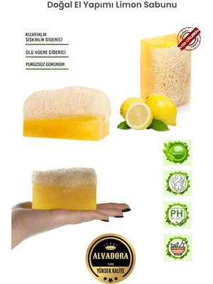 Limon Kabak Lifli Sabun %100 Doğal El Yapımı Peeling Etkili Sağlıklı Cilt Temizleyici ve Ferahlatıcı Sabun