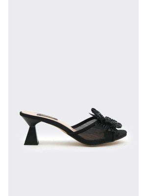 Taşlı Fiyonklu Kadın Topuklu Abiye Terlik