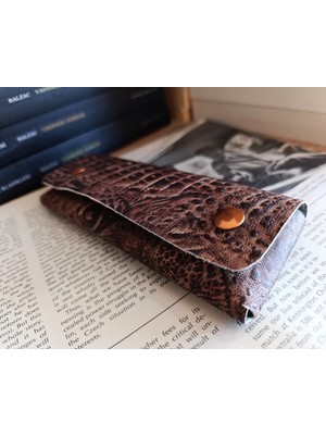 Crazy Gerçek Deri Tamamen El Emeği Özel Kalemleriniz Için Kalemlik Kalemkutu (15.5x6.5 ) A809