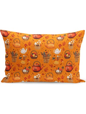 Sonbahar Ekose Serisi Çift Tarafı  Baskılı Kırlent Kılıfı (Halloween Autumn Cushion Cover)