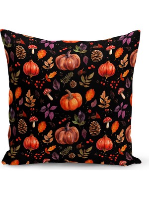 Sonbahar Ekose Serisi Çift Tarafı  Baskılı Kırlent Kılıfı (Halloween Autumn Cushion Cover)