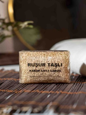 Ruşur Taşlı Kabak Lifli Sabun %100 Doğal El Yapımı Özel Peeling Etkili Sağlıklı Cilt Temizleyici Sabun