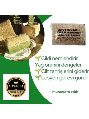 Zeytinyağlı Türk Hamamı Kabak Lifli Sabun % 100 Doğal Peeling, Derin Temizlik, Cilt Bakımı & Geleneksel Natural Çözüm