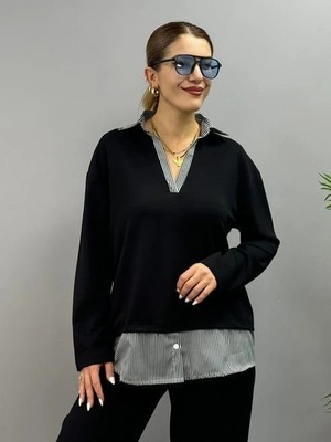 Polo Yaka Gömlek Detay Salaş Balon Pantolunlu Ikılı Takım