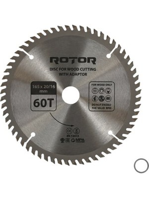 Daire Testere Bıçağı ROTOR 165*20/16 adaptörlü 60T Ahşap kesme diski