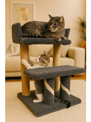 Kedinizin Yeni Gözdesi! 2 Katlı Peluş Kedi Tırmalama Yatma ve Dinlenme Tahtası – Modern Tasarım | Kediler Için Rahat Yatak, Eğlenceli Oyun Alanı ve Dayanıklı Tırmalama Imkanı Sunan Fonksiyonel Ürün