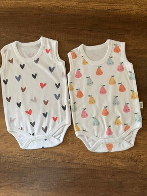 2 Adet Kolsuz Bebek Badi Body Zıbın Alttan Çıtçıtlı Bisiklet Yaka Yenidoğan