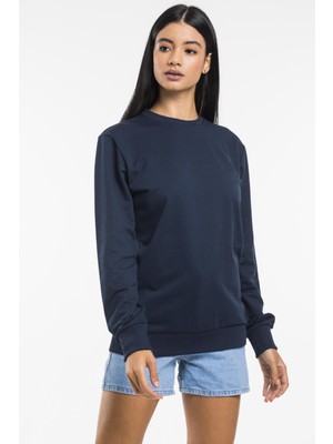 Süperlife Kadın Bisiklet Yaka Regular Kalıp Ince Pamuklu Sweatshirt SPR21K30