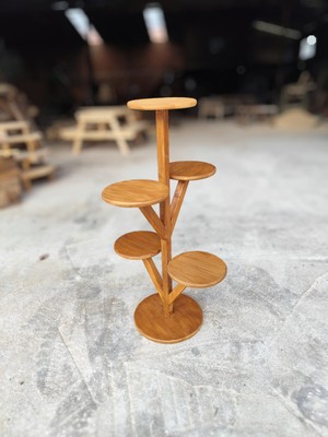 5 Raflı Ahşap Saksılık Çiçeklik Saksı Standı